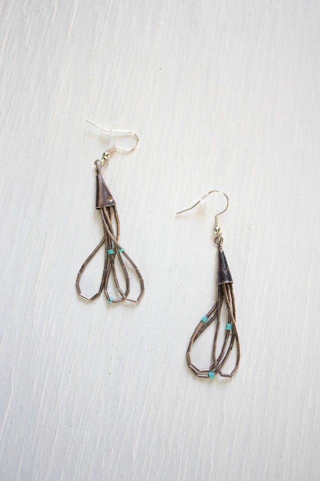 Vintage Turquoise Sterling Dangle Earrings Selected By Moons + Junes Vintage #1