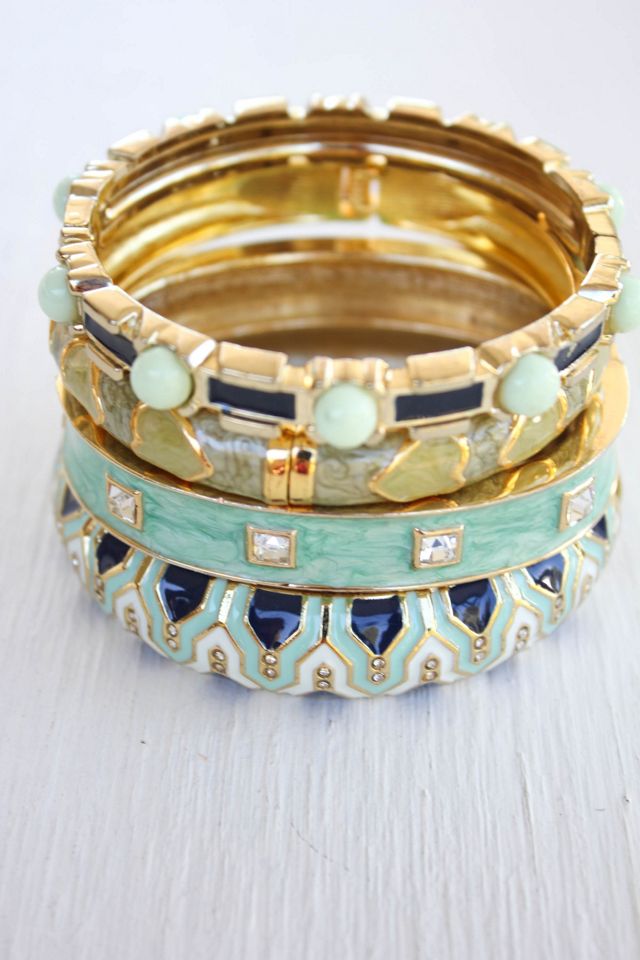 Vintage Enamel Bangle Bracelet Stack Selected By Moons + Junes Vintage #1