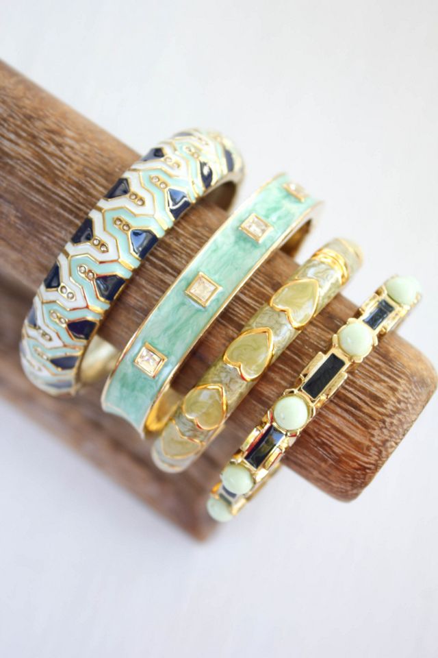 Vintage Enamel Bangle Bracelet Stack Selected By Moons + Junes Vintage #2