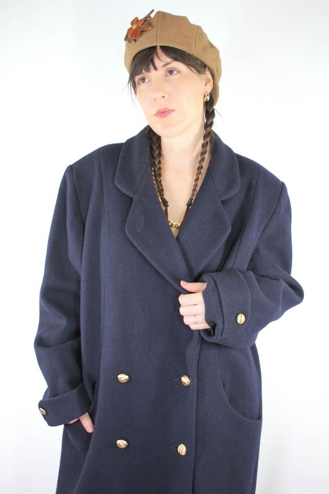 Vintage Navy Wool Floor Length Trench Coat Selected By Moons + Junes Vintage #2