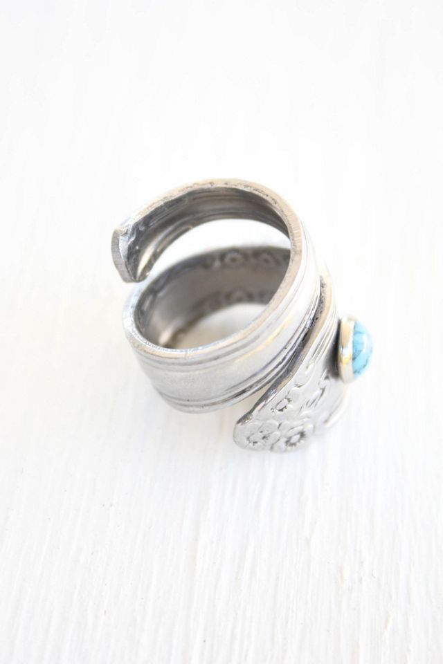 Vintage Turquoise Stone Spoon Ring Selected By Moons + Junes Vintage #2