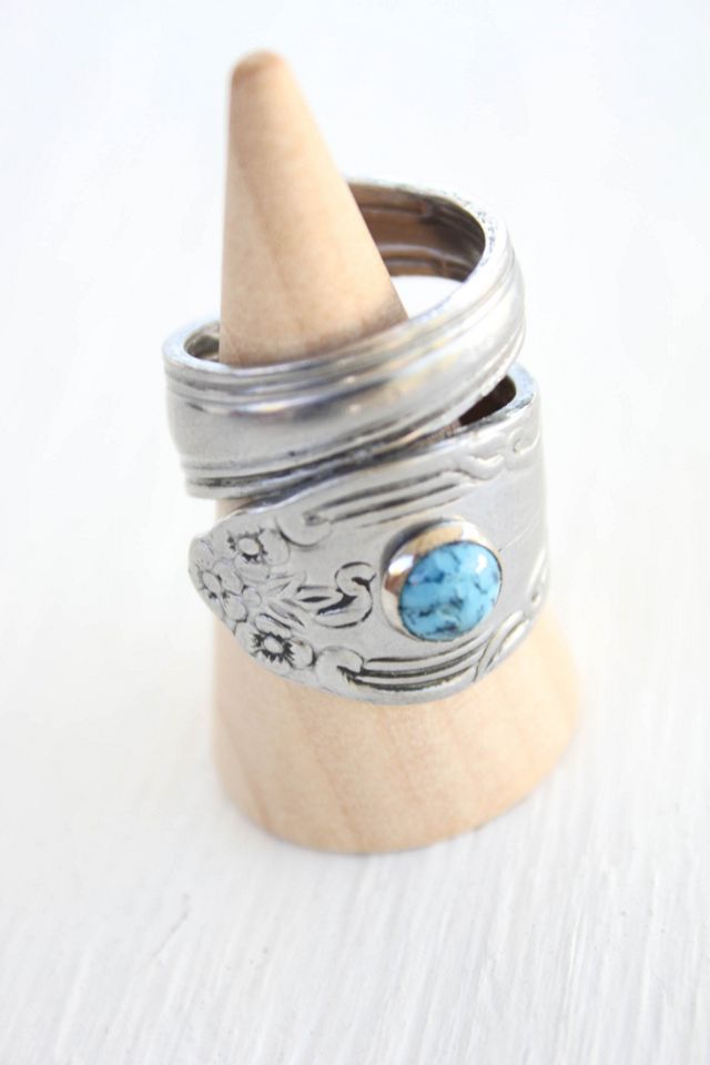 Vintage Turquoise Stone Spoon Ring Selected By Moons + Junes Vintage #3