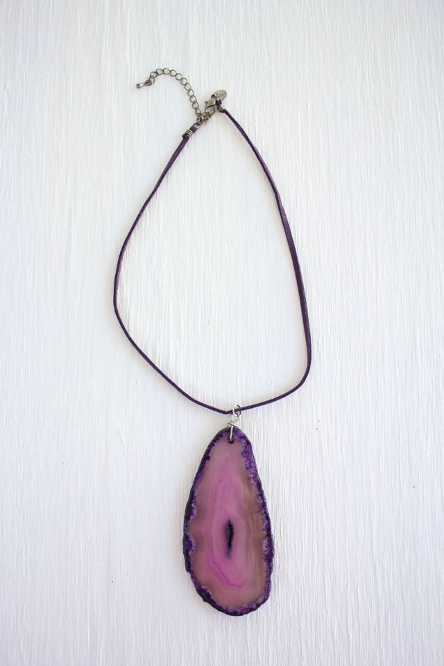 Vintage Agate Geode Pendant Necklace Selected By Moons + Junes Vintage #1