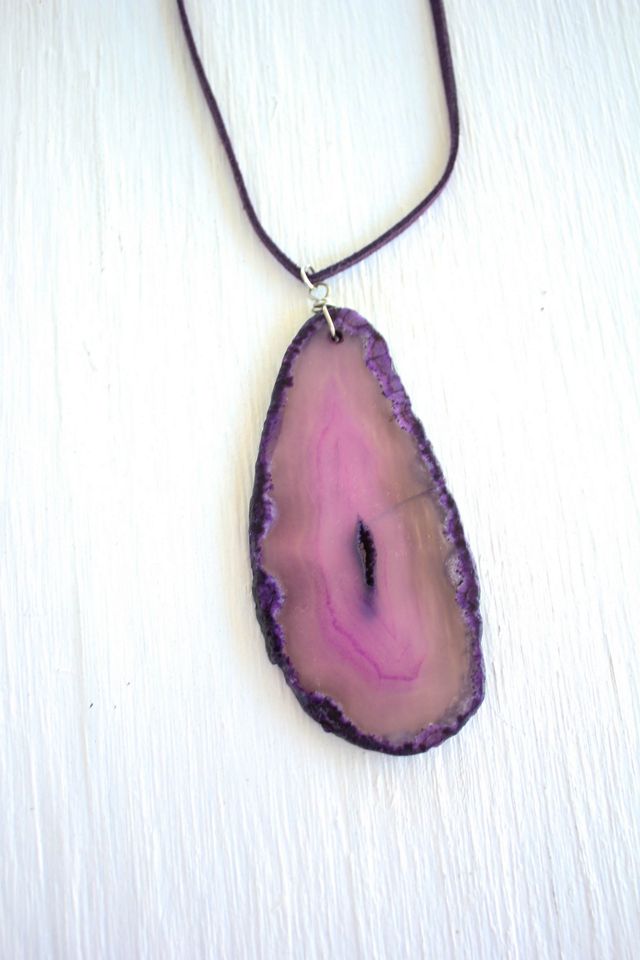 Vintage Agate Geode Pendant Necklace Selected By Moons + Junes Vintage #2