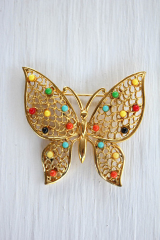 Vintage Gold Butterfly Brooch Selected By Moons + Junes Vintage