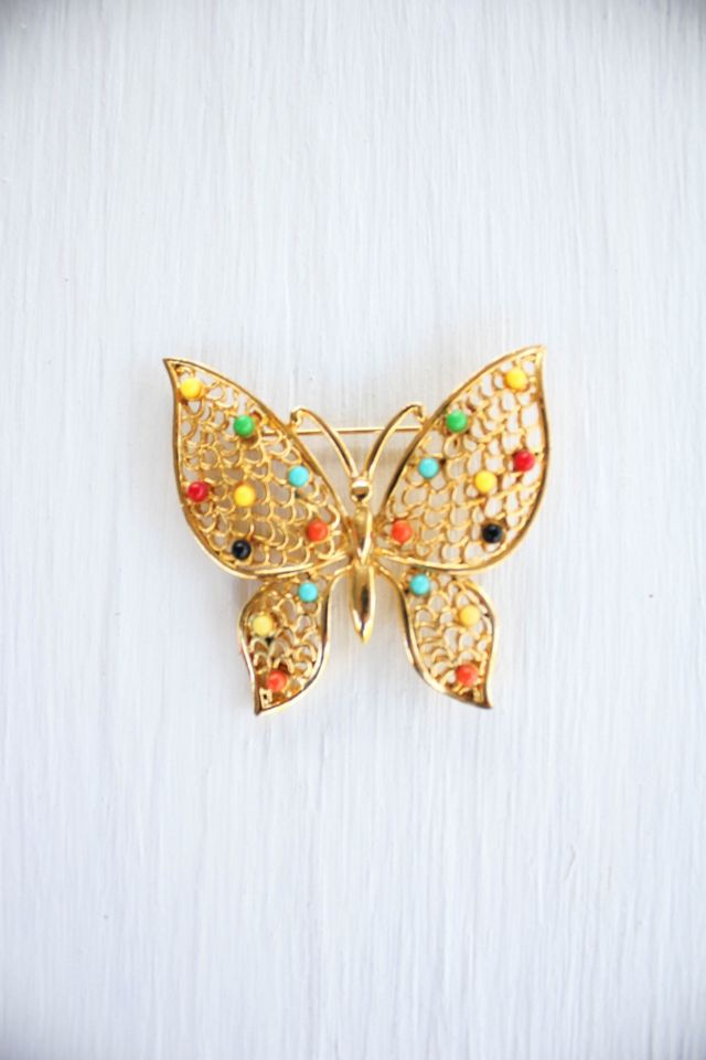 Vintage Gold Butterfly Brooch Selected By Moons + Junes Vintage #1