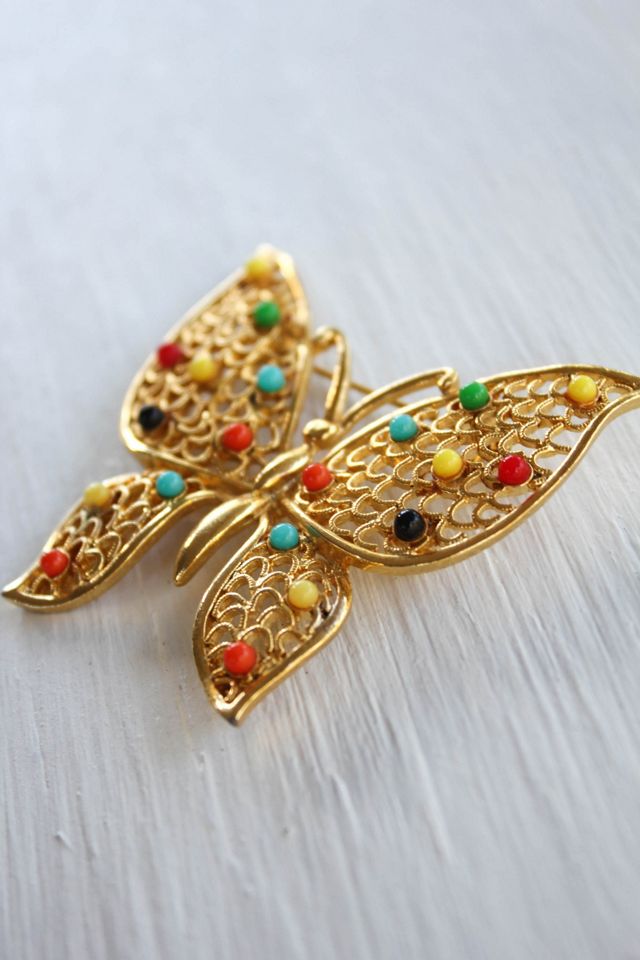 Vintage Gold Butterfly Brooch Selected By Moons + Junes Vintage #3
