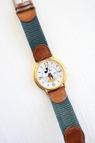 Vintage Mickey Mouse Collectible Leather Watch Selected By Moons + Junes Vintage