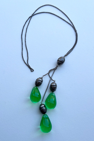 Green Glass Teardrop Necklace Selected by Wax Plant