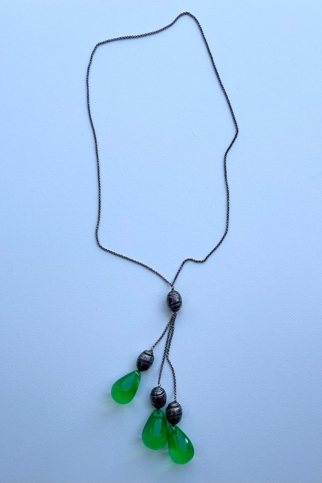 Green Glass Teardrop Necklace Selected by Wax Plant #2