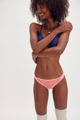 Bella Mesh Thong By Intimately At Free People In Neon Bubblegum Combo, Size: Large