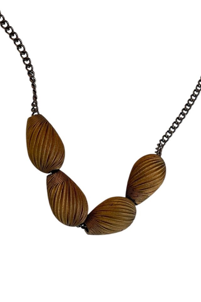 Vintage Brass Bead Necklace On Gunmetal Chain Selected By Ankh By Racquel #1