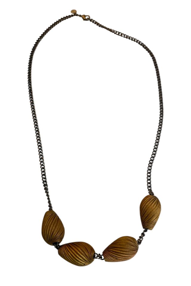 Vintage Brass Bead Necklace On Gunmetal Chain Selected By Ankh By Racquel #2
