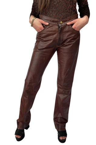 Vintage High-Waisted Brown Leather Pants Selected By Ankh By Racquel