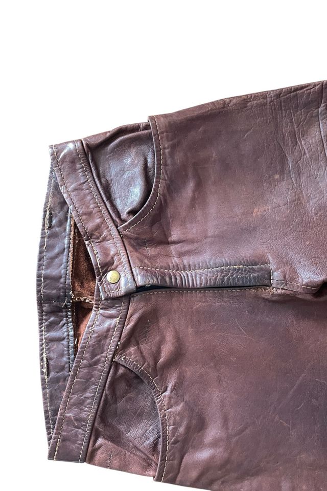 Vintage High-Waisted Brown Leather Pants Selected By Ankh By Racquel #3