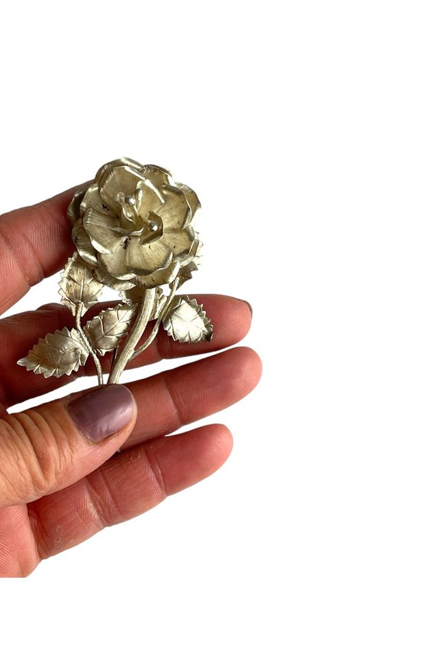 Vintage Sterling Silver Rose Brooch Selected By Ankh By Racquel #1