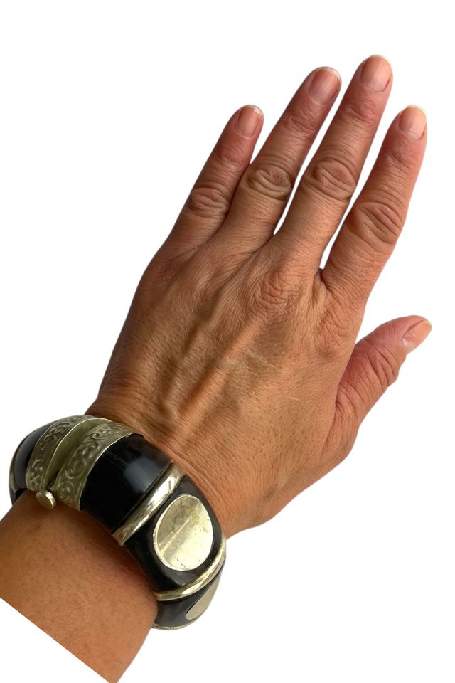 Vintage Black And Silver Chunky Bracelet Selected By Ankh By Racquel #1