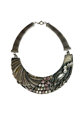 Vintage Silver Collar Necklace With Rhinestones Selected By Ankh By Racquel