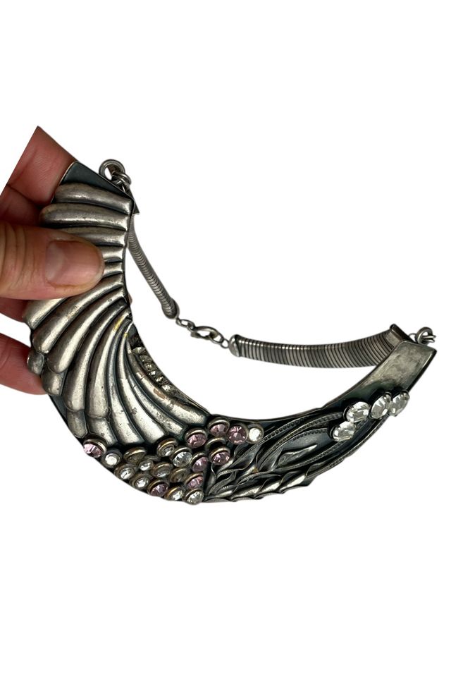 Vintage Silver Collar Necklace With Rhinestones Selected By Ankh By Racquel #1