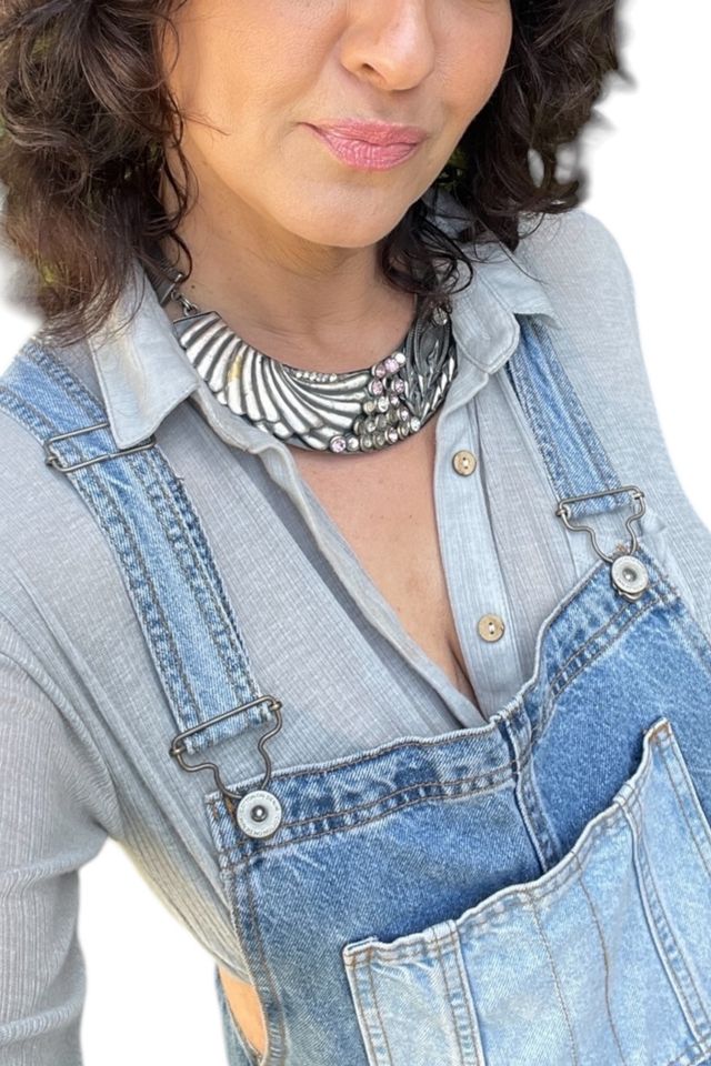 Vintage Silver Collar Necklace With Rhinestones Selected By Ankh By Racquel #3