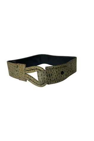 Vintage Olive Green Embossed Belt Selected By Ankh By Racquel