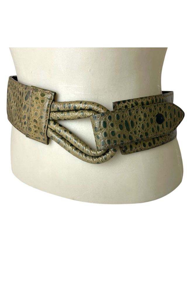 Vintage Olive Green Embossed Belt Selected By Ankh By Racquel #1