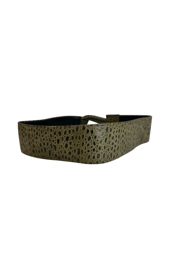 Vintage Olive Green Embossed Belt Selected By Ankh By Racquel #3