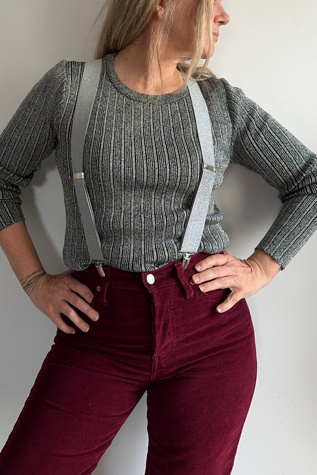 Vintage Silver Metallic Ribbed Shirt Selected by KA.TL.AK