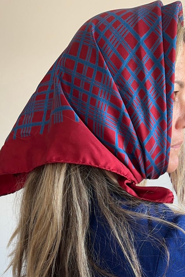 Vintage Pulitzer Burgundy and Blue Silk Scarf Selected by KA.TL.AK #2