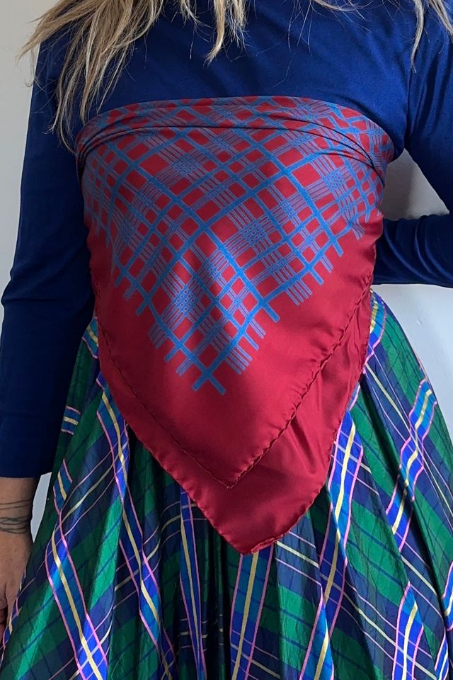 Vintage Pulitzer Burgundy and Blue Silk Scarf Selected by KA.TL.AK #3