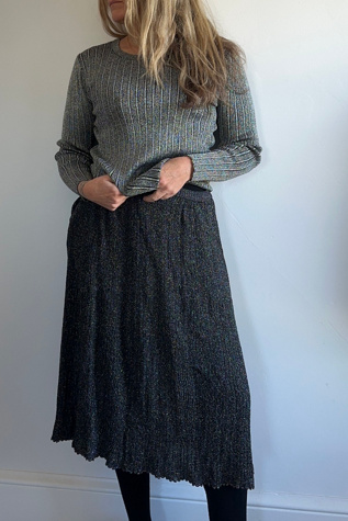 Vintage Black and Rainbow Sparkle Ribbed Knitted Skirt Selected by KA.TL.AK