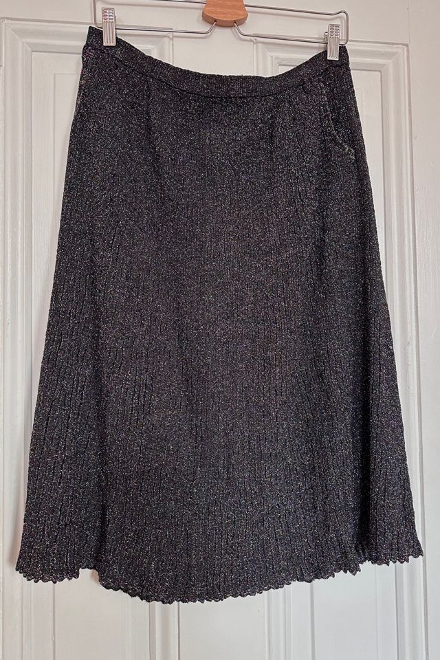 Vintage Black and Rainbow Sparkle Ribbed Knitted Skirt Selected by KA.TL.AK #1