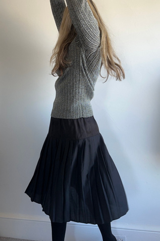 Vintage Black Pleated Slip Skirt Selected by KA.TL.AK