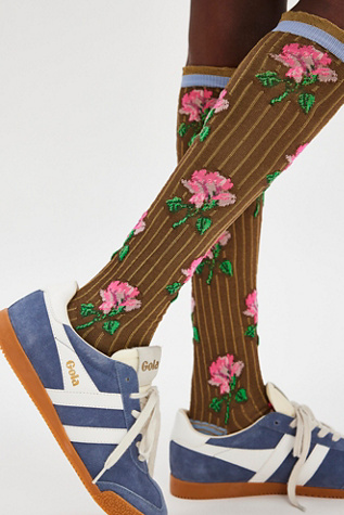 Exquisite J Floral Bouquet Socks At Free People In Green Assort