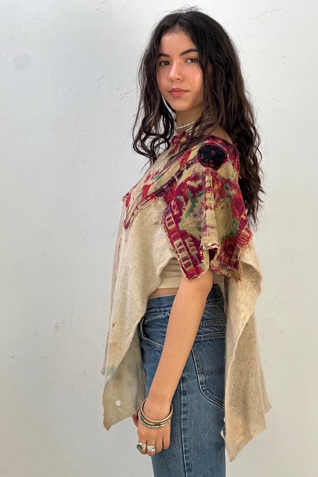 Anna Corinna Reworked Vintage Woven Wool and Cashmere  Poncho Top #1