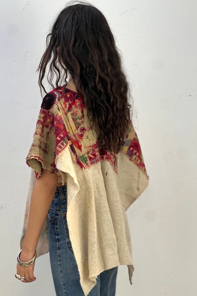 Anna Corinna Reworked Vintage Woven Wool and Cashmere  Poncho Top #2