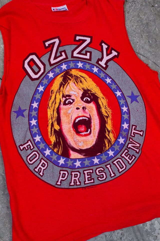 Vintage 1984 Ozzy Osbourne For President Cut Off Concert T