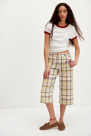 Bay Course Straight Cropped Pants At Free People In Charlie Plaid, Size: US 6