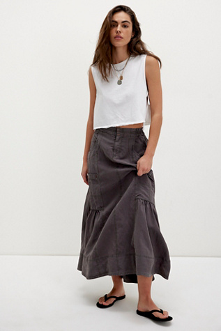 Rough Riding Maxi Skirt at Free People in Charcoal Grey, Size: XS