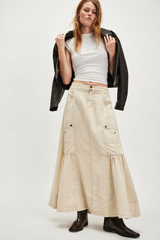 Rough Riding Maxi Skirt At Free People In Birch, Size: XS