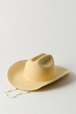 Ryder Cowboy Hat by Free People in Yellow, Size: M