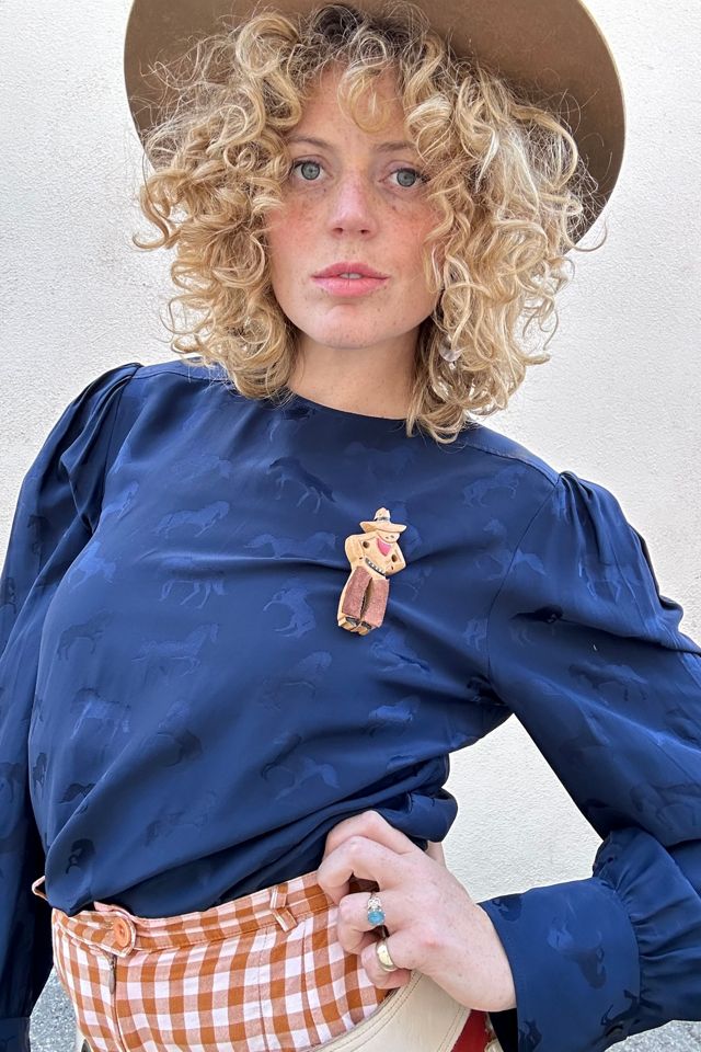 Vintage Wooden Cowboy Pin Selected by The Curatorial Dept. #1