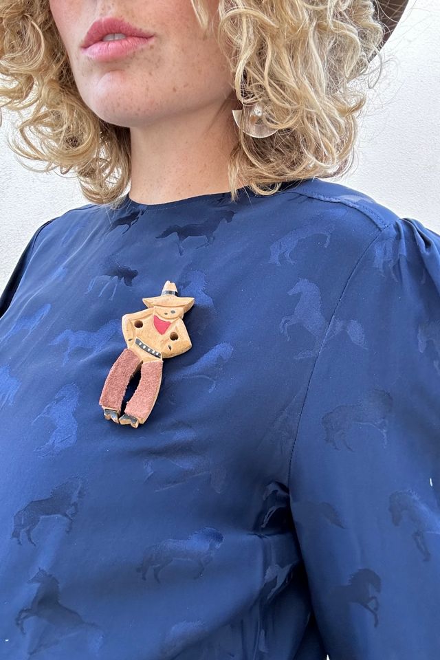 Vintage Wooden Cowboy Pin Selected by The Curatorial Dept. #2