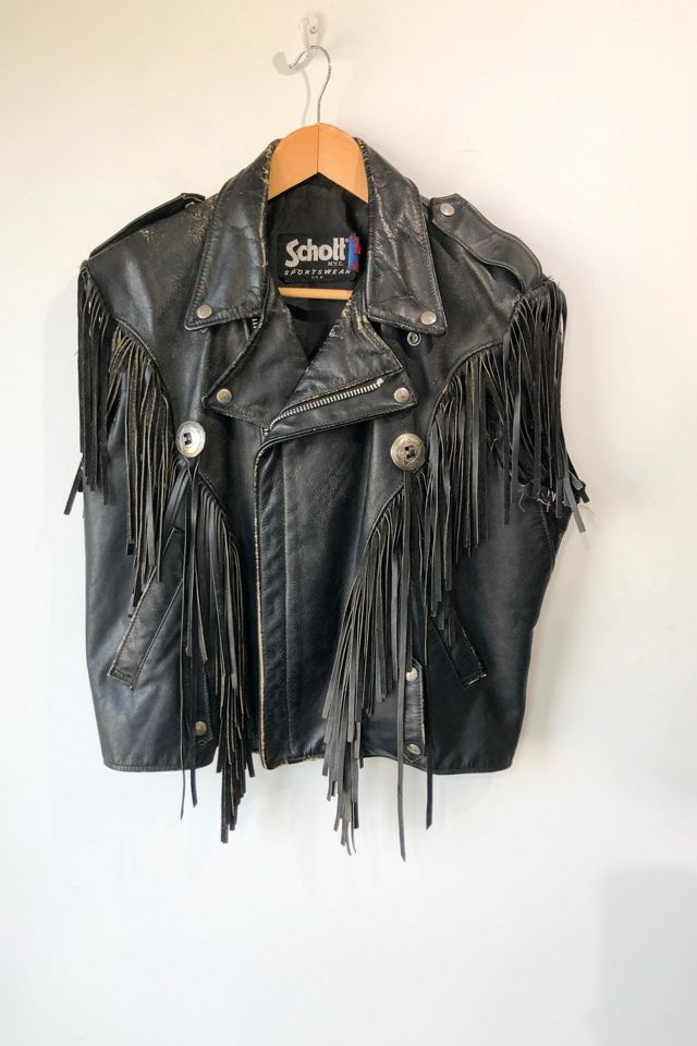 Schott Vintage Leather Fringed Jacket selling