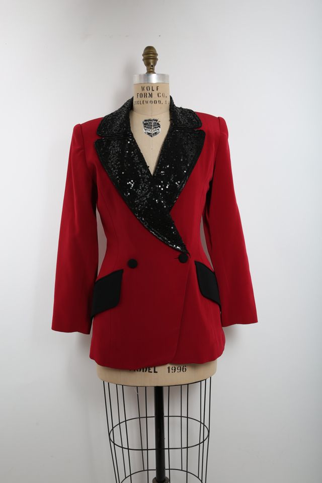 1604 Red Round Neck Pocket Detailed Jacket