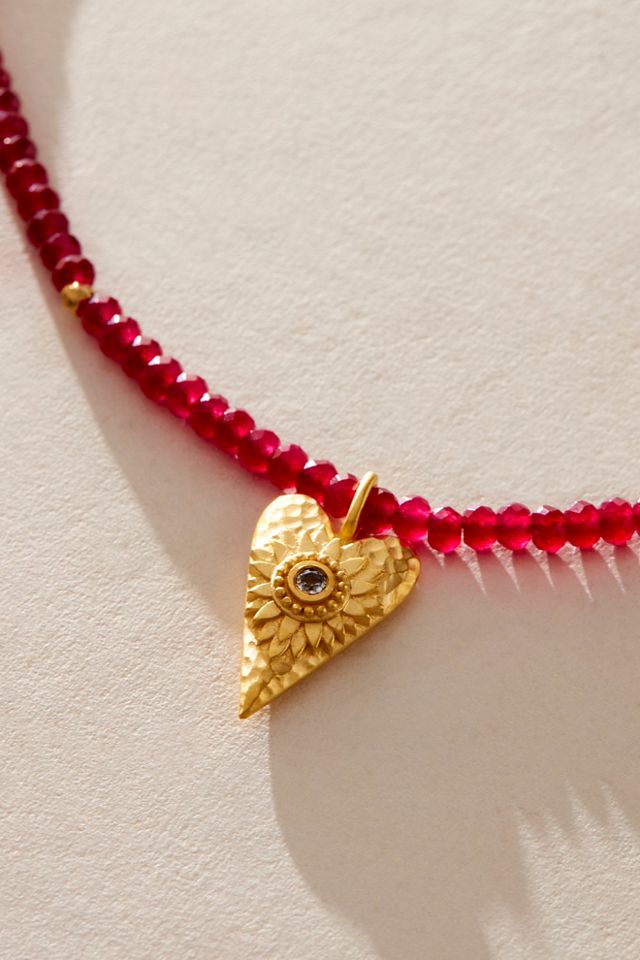 Satya Jewelry Red Onyx Heart Necklace #1