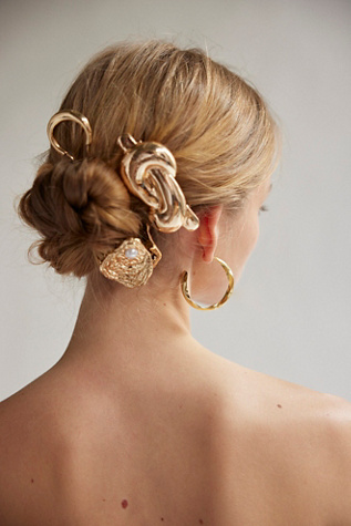 Roundabout Jumbo Barrette par Free People en Gold, pour femme