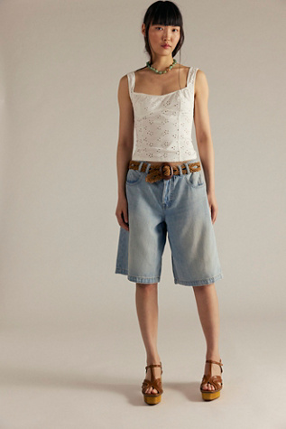 CRVY Back To Basics Shorts by We The Free at Free People in Light Wash, Size: XL