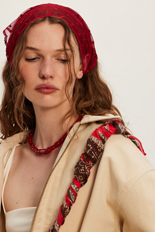Happy Hour Mesh Hair Scarf at Free People in Burgundy