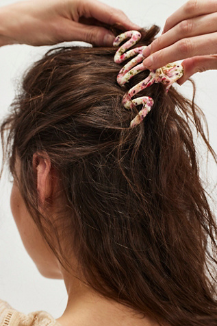 Round The Clock Claw Clip at Free People in Pink Floral Combo